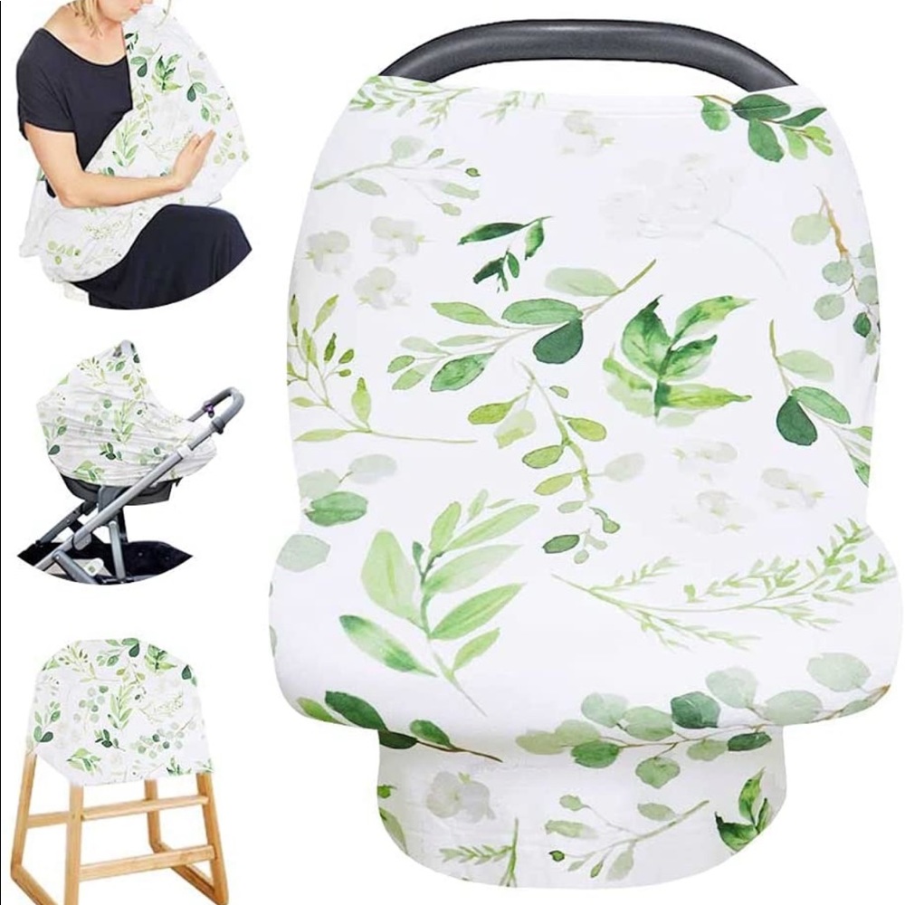 Green leaf baby car seat cover canopy/nursing cover up